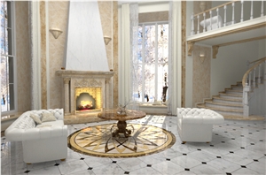 Waterjet Marble Inlay Floor Pattern