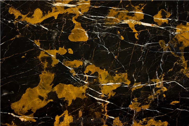 Black Portoro Mrable Slabs, Black and Gold Marble Slabs