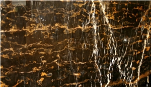 Black Portoro Mrable Slabs, Black and Gold Marble Slabs