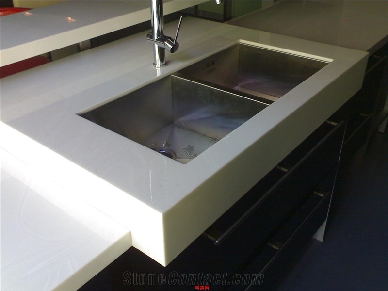 Artificial Quartz Countertop, White Quartzite Kitchen Countertops