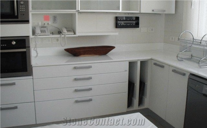 Artificial Quartz Countertop, White Quartzite Kitchen Countertops