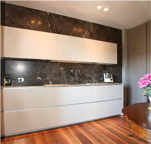 Grigio Billiemi Marble Kitchen Backsplah, Quartz Stone Top