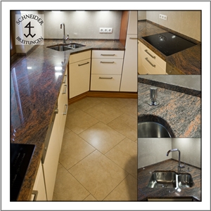 Juparana India Granite Kitchen Countertop, Multicolor Granite Kitchen Countertops