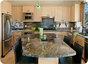 Rain Forest Green Marble Kitchen Island Top