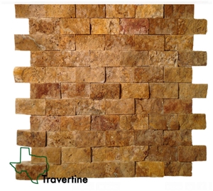 Gold 1x2 Travertine Split Face Mosaic
