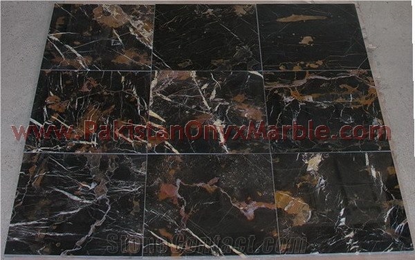 Custom Size Black and Gold Michaelangelo Marble Tiles