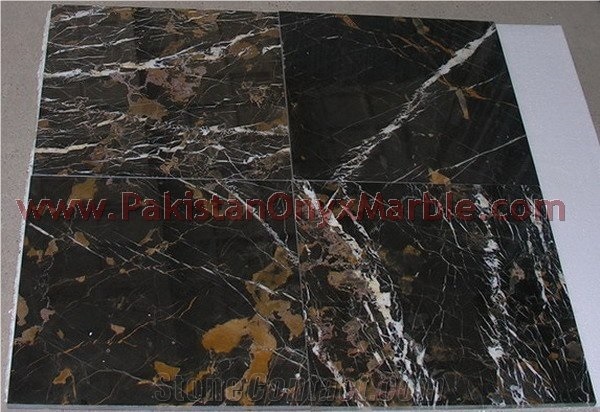 Custom Size Black and Gold Michaelangelo Marble Tiles