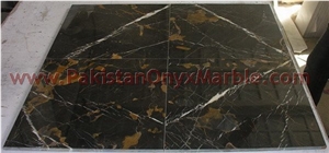 Custom Size Black and Gold Michaelangelo Marble Tiles
