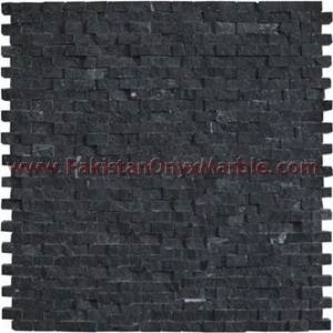 Jet Black Marble Mosaic Tiles