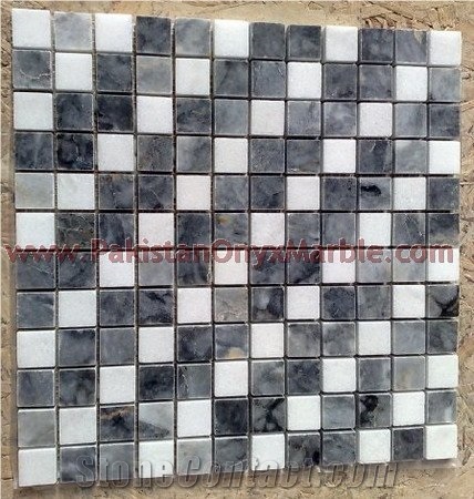 Jet Black Marble Mosaic Tiles