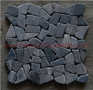 Split Face Jet Black Marble Mosaic Tiles