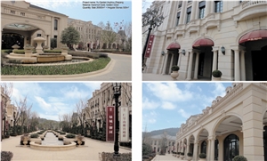 China Beige Marble Building Stones Project Walling Tiles Facades, Granite Garden Ornaments Projects for Cladding