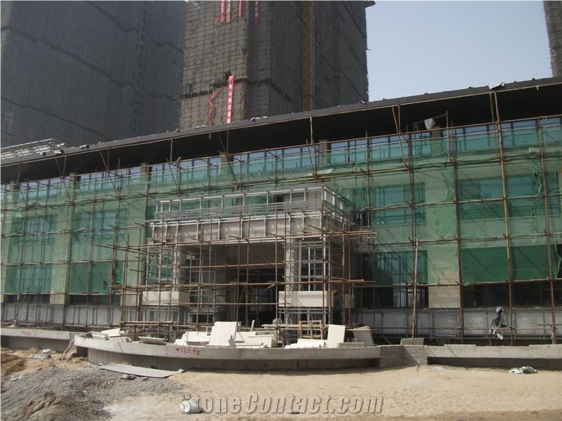 China Beige Marble Building Stones Project Walling Tiles Facades, Granite Garden Ornaments Projects for Cladding