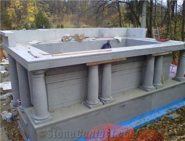 China Grey Granite Family Mausoleum, Cremation Columbarium, Cemetery Mausoleum Crypts, Mausoleum Design, G603 Grey Granite Cremation Columbarium