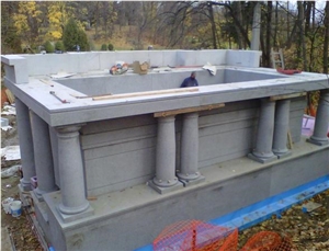 China Grey Granite Family Mausoleum, Cremation Columbarium, Cemetery Mausoleum Crypts, Mausoleum Design, G603 Grey Granite Cremation Columbarium