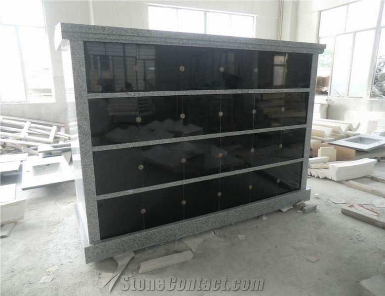 Grey Granite Stone 48 Niches Cemetery Columbarium, Cremation Columbarium,Urns, Shanxi Black Grey Granite Cremation Columbarium