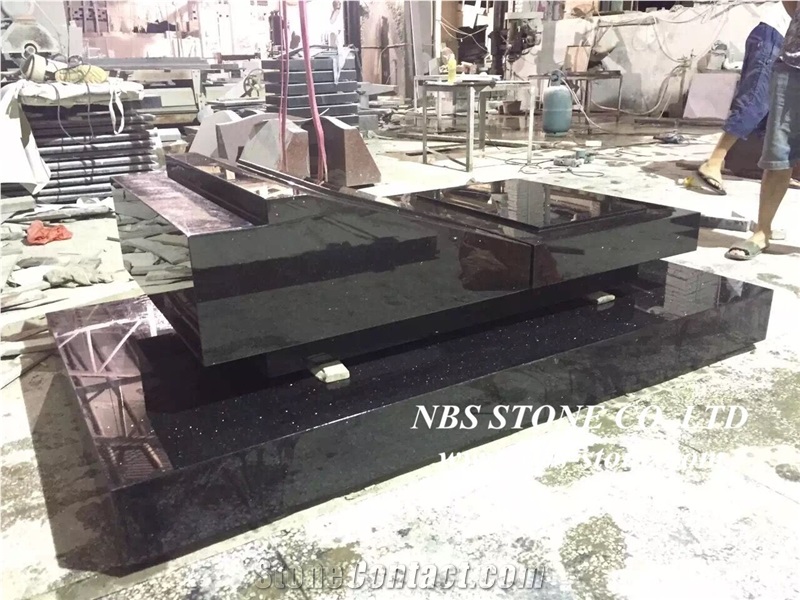 Black Galaxy Granite Tombstone, Western Style Monuments