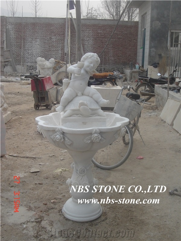 China White Granite Western Water Stone Fountain,Exterior Fountains