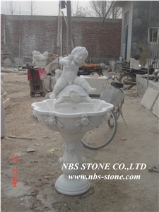 China White Granite Western Water Stone Fountain,Exterior Fountains