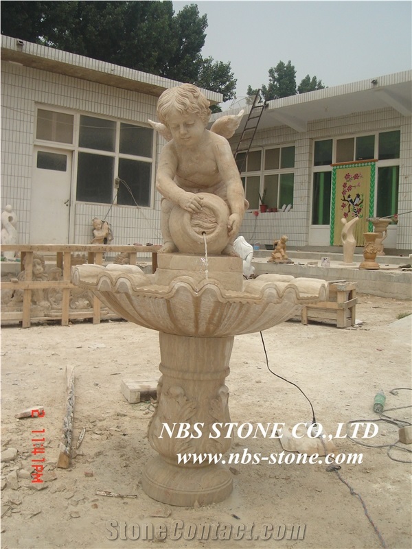 China White Granite Western Water Stone Fountain,Exterior Fountains