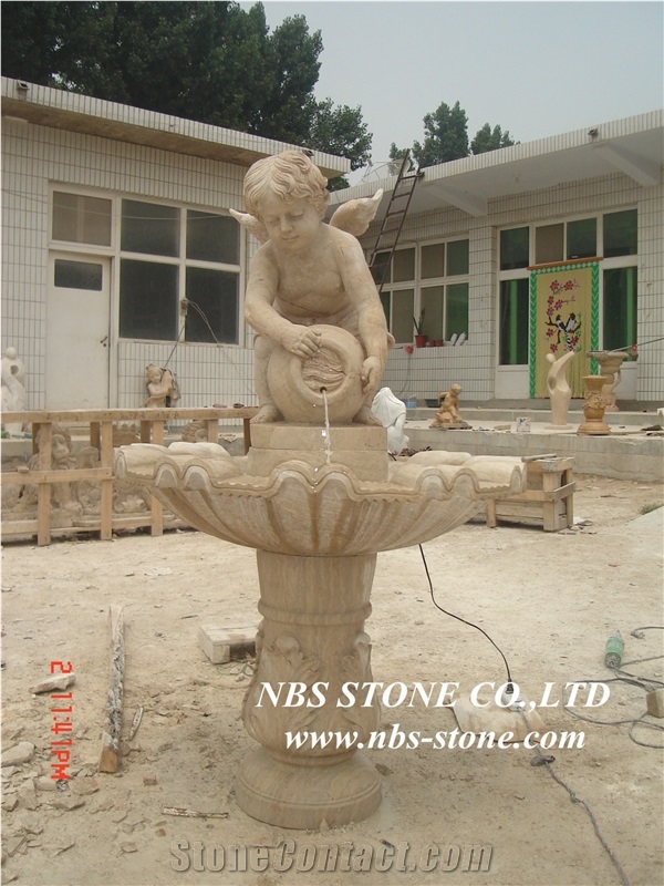 China White Granite Western Water Stone Fountain,Exterior Fountains