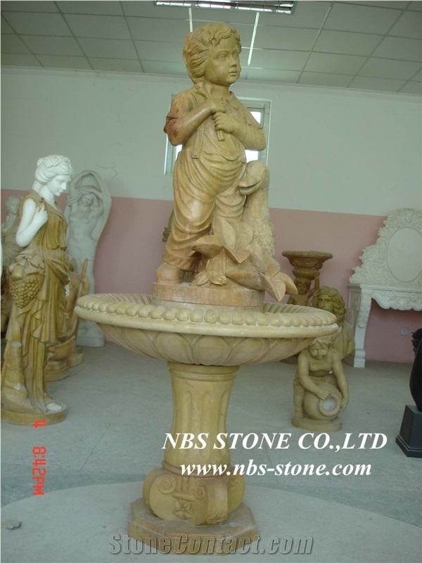 China White Granite Western Water Stone Fountain,Exterior Fountains
