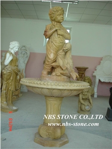 China White Granite Western Water Stone Fountain,Exterior Fountains