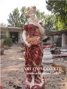 Classic Red Stone Human Sculptures, Red Marble Statues