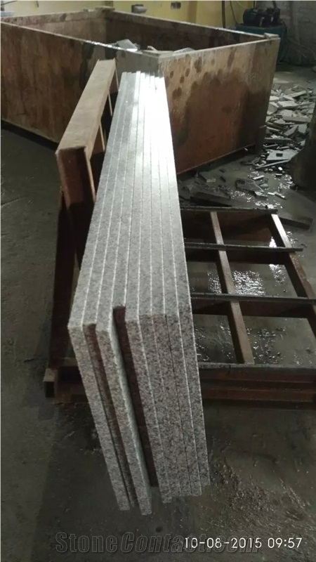 Light Grey G603 Granite Polished Flat Edge Steps / Staircases / Risers / Skirtings, Chinese Bianco Crystal Building Stairs