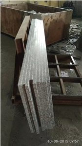 Light Grey G603 Granite Polished Flat Edge Steps / Staircases / Risers / Skirtings, Chinese Bianco Crystal Building Stairs