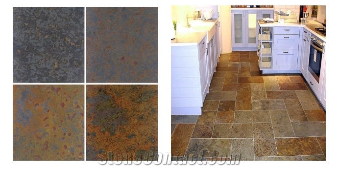 Autumn Slate Wall and Floor Tiles, Multicolor Slate Flooring and Walling Tiles