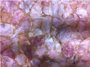 Pink Crystal Backlit Bath Top,Pink Semiprecious Vanity Top
