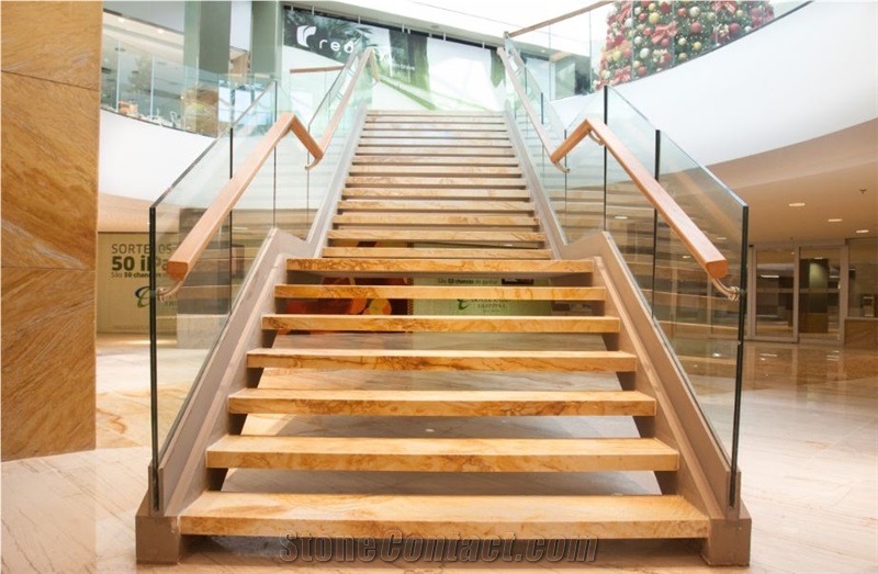 Polished Golden Macauba Quartzite Stairs & Steps,Yellow Flooring,Brazil Yellow Quartzite Stairs Riser