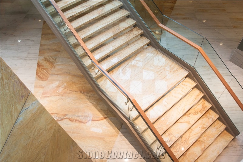 Polished Golden Macauba Quartzite Stairs & Steps,Yellow Flooring,Brazil Yellow Quartzite Stairs Riser