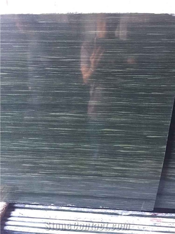 China Green Wood Vein Granite Tiles/Wave Green Granite High Polished Slabs-Good Price