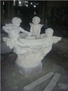 China Pure White Marble Statues & Carvings, Angel Garden Sculptures