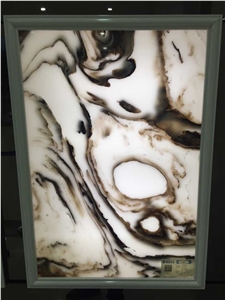 Manmade Panda White Onyx Artificial Stone/ Translucent White Onyx Tiles for Decorative Wall