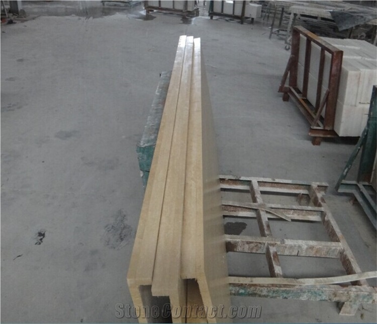 Beige Travertine Cut to Size Countertop for Kitchen, Bar with Bevel Edge, Turkey Cheap Yellow Marble Countertops
