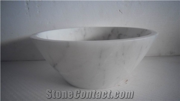 China Cheap Popular Guangxi White with Grey Veins/Lines Marble Polished Round Wash Bowls, Basins, Sinks for Bathroom, Natural Building Stone Deocration, Hotel, Mall, Toilet, Villa Interior Project