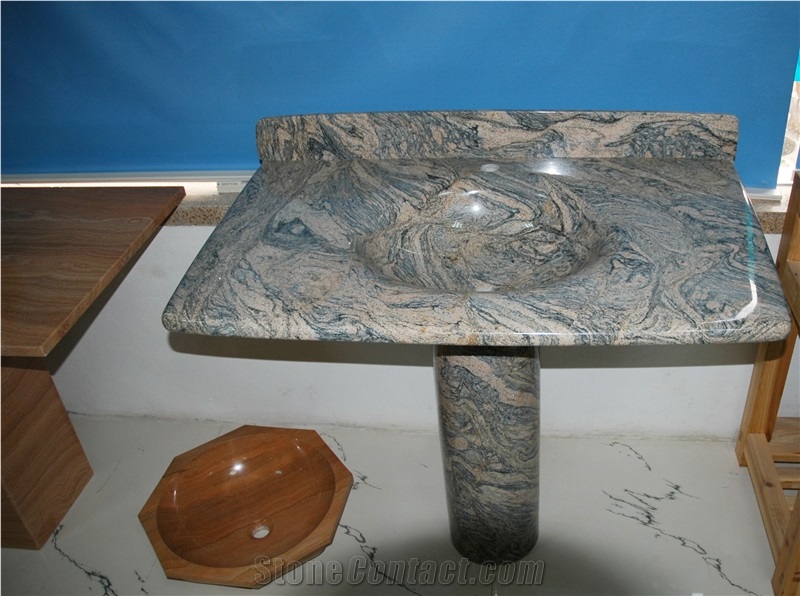 China Juparana Granite Vanity Top, Pink Granite Countertop with Drilling Hole for Bathroom