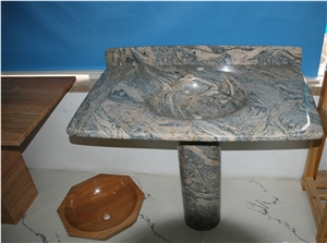 China Juparana Granite Vanity Top, Pink Granite Countertop with Drilling Hole for Bathroom