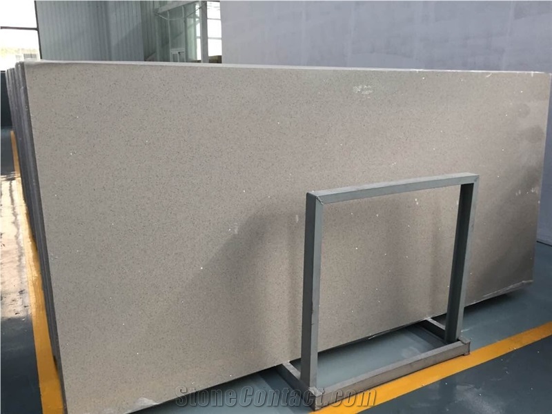 Chinese Light Grey Quartz Stone Slabs, Grey Caesarstone Tiles