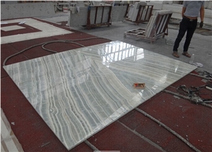 Grey Onyx Slabs Wall Panel Book Match for Hotel Lobby Background