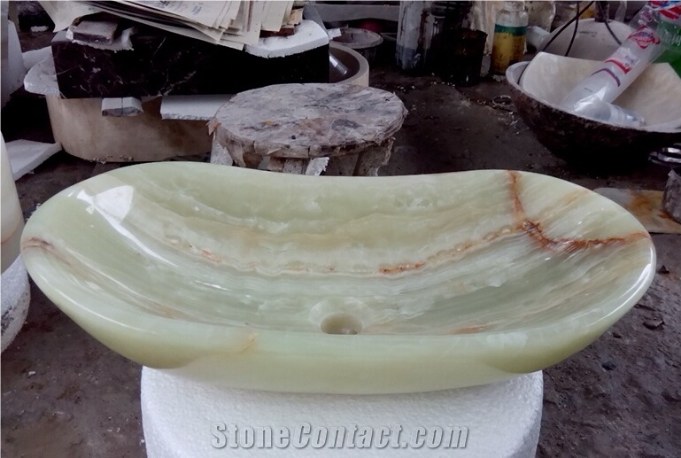 Luxary Natural Onyx Stone Sink Wash Basin Polished