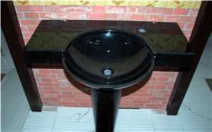 Shanxi Black Granite Vanity Top, China Absolute Black Granite Countertop with Drilling Hole for Bathroom