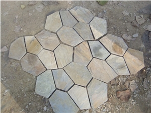 Yellow Irregular Crazy Paving Random Flagstone Pavers for Walkway, Road. and Wall