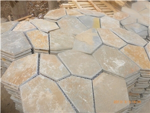 Yellow Irregular Crazy Paving Random Flagstone Pavers for Walkway, Road. and Wall