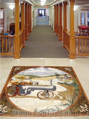 Marble Inlay Waterjet Floor Medallions