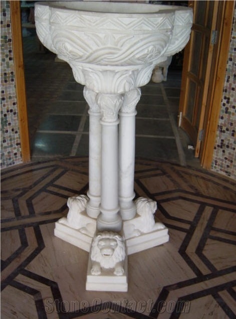 White Marble Garden Ornaments, Birdbaths, Fountain