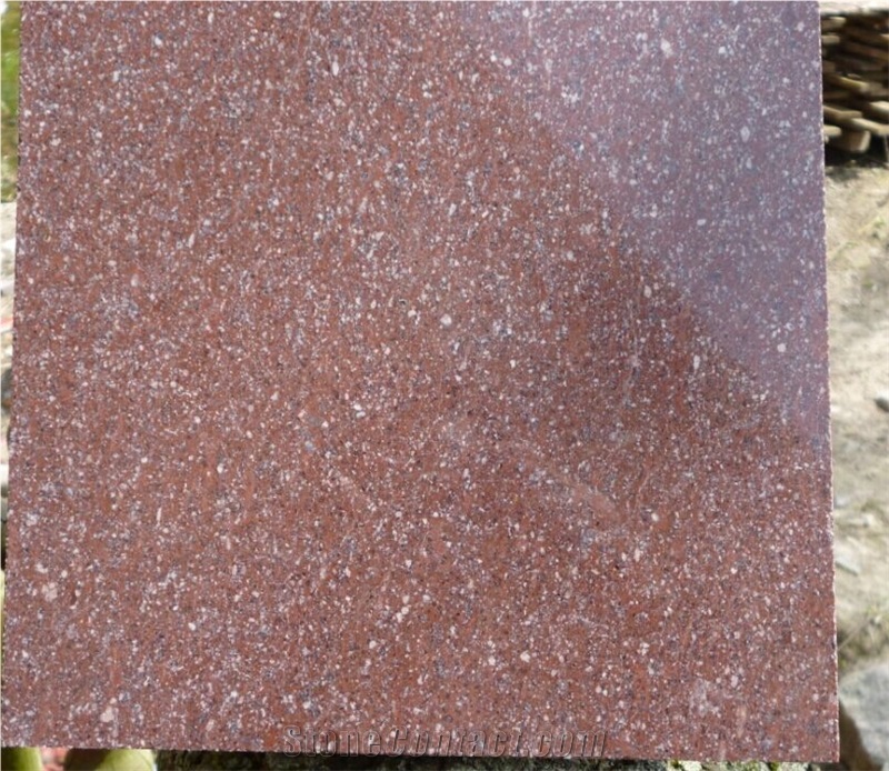 Bush Hammered G666 Granite Tiles & Slabs, China Red Porphyry Granite Slabs & Tiles